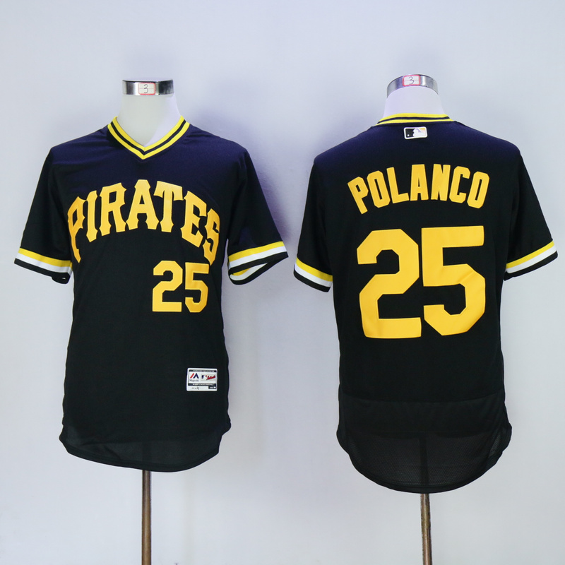 Men Pittsburgh Pirates 25 Polanco Black Elite MLB Jerseys